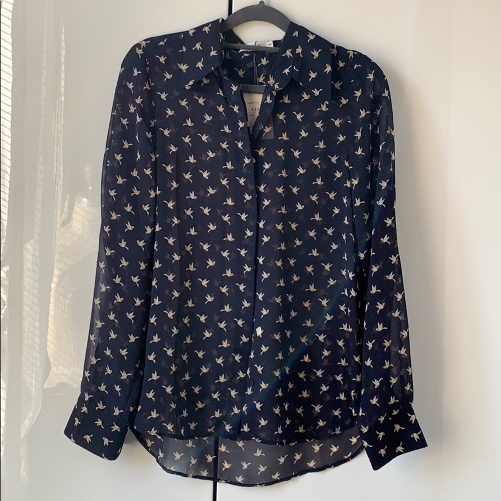 Super cute Bird Print Chiffon Blouse